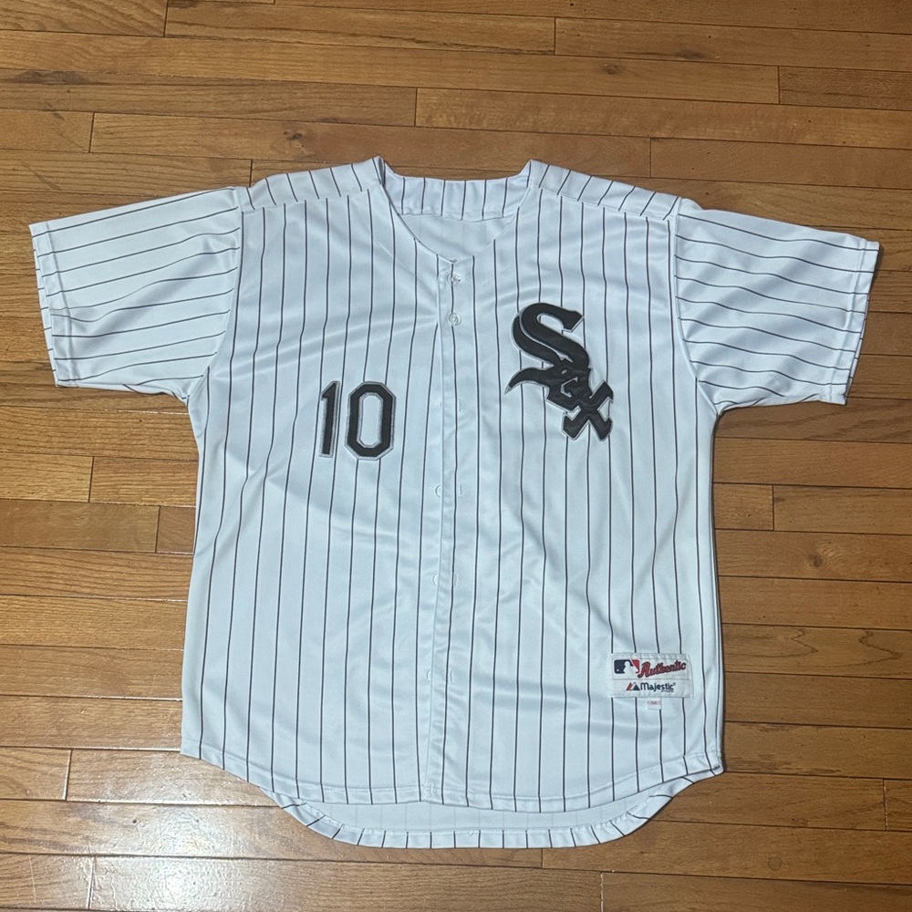 Majestic Authentic White Pinstripe  White Sox Ramirez #10 Jersey